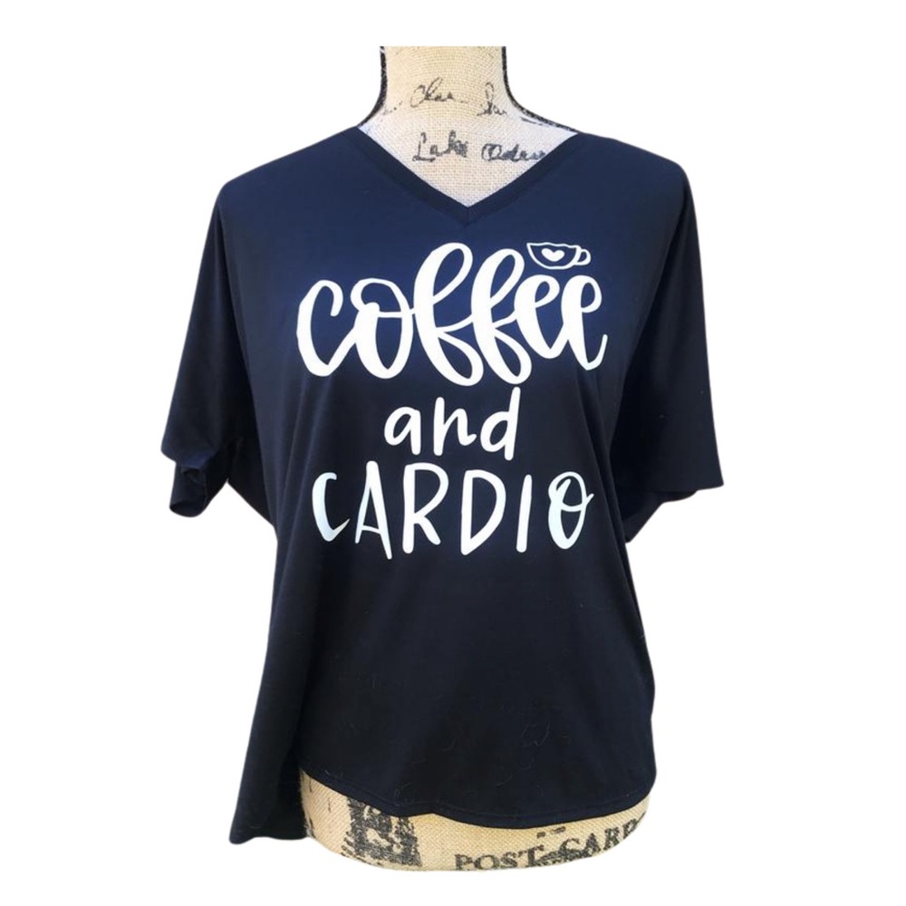 Coffee & Cardio Black Flowy Top